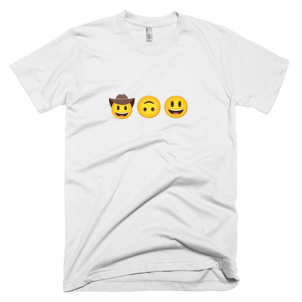 T-shirt with '🤠🙃😃' text on the front