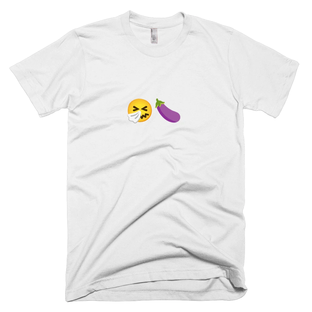 T-shirt with '🤧🍆' text on the front