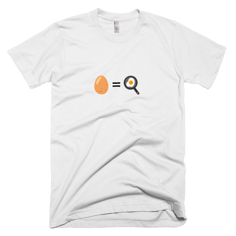 T-shirt with '🥚=🍳' text on the front