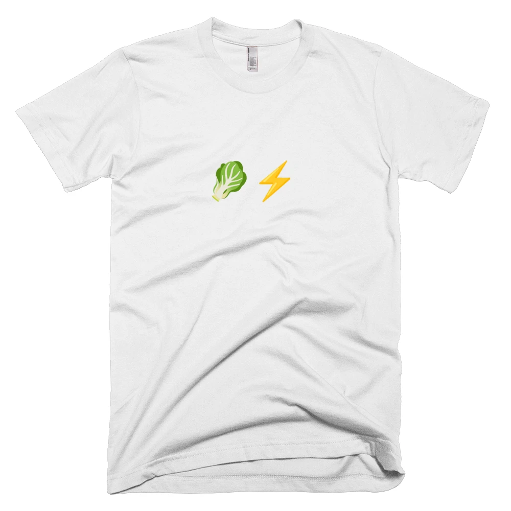 T-shirt with '🥬⚡️' text on the front
