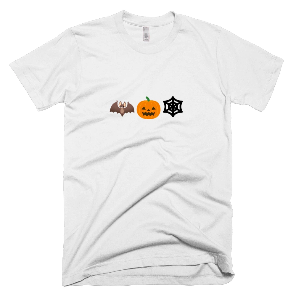 T-shirt with '🦇🎃🕸' text on the front