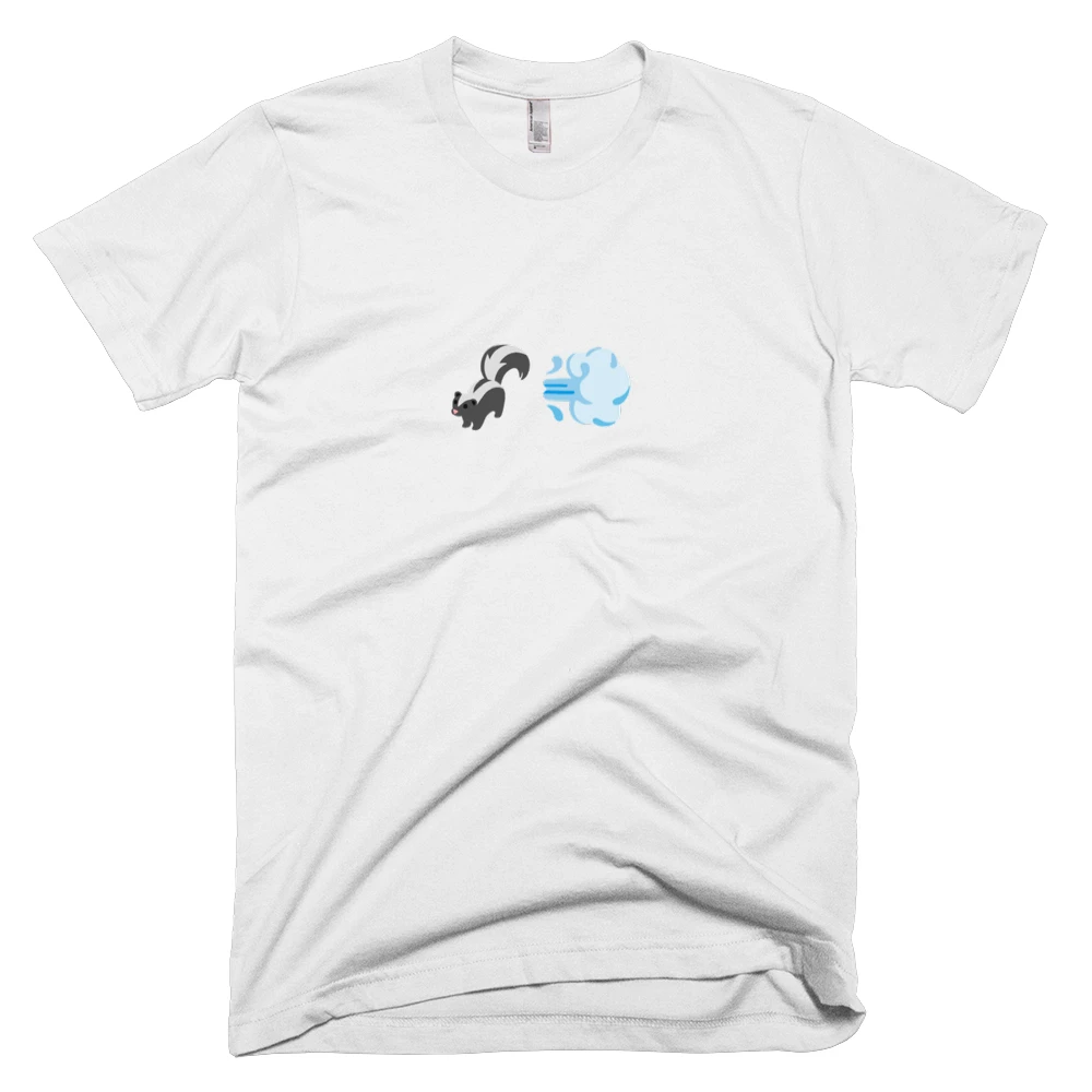 T-shirt with '🦨💨' text on the front