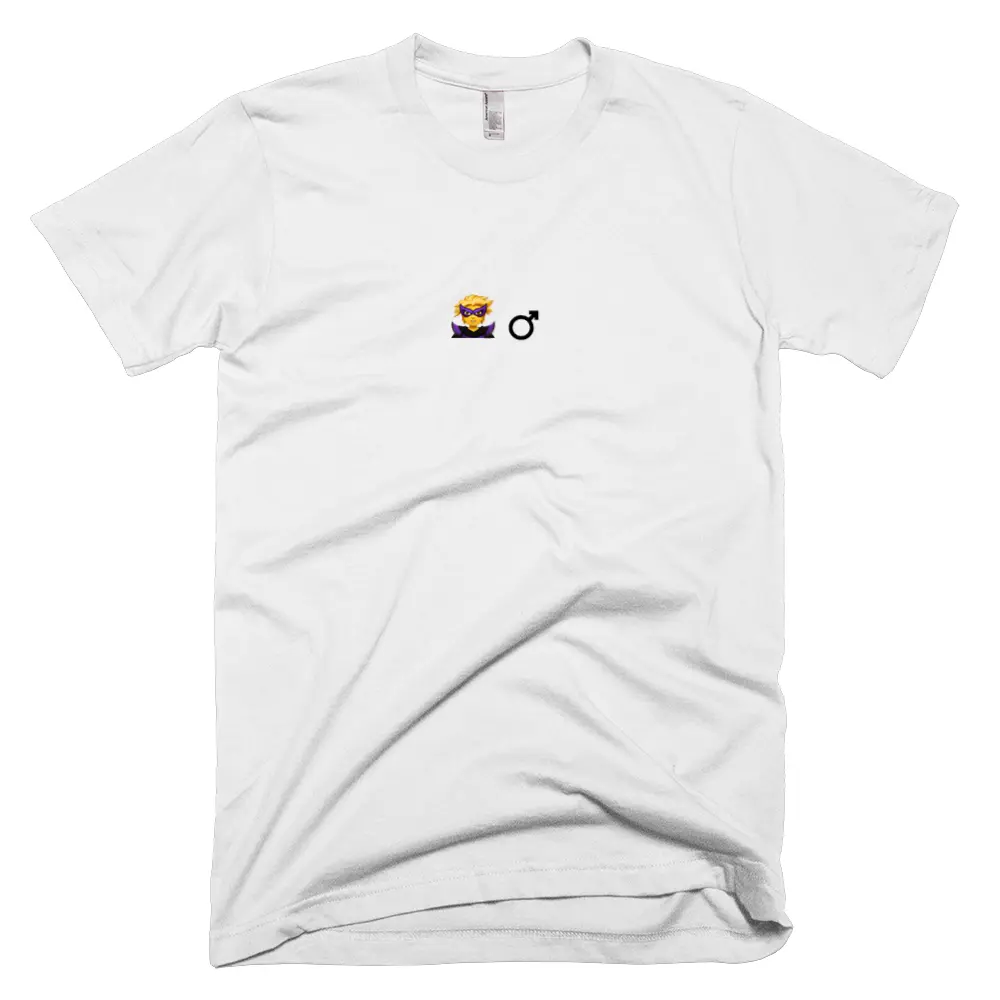 T-shirt with '🦹 ♂️' text on the front