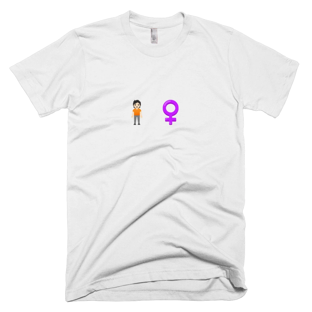 T-shirt with '🧍🏻 ♀️' text on the front