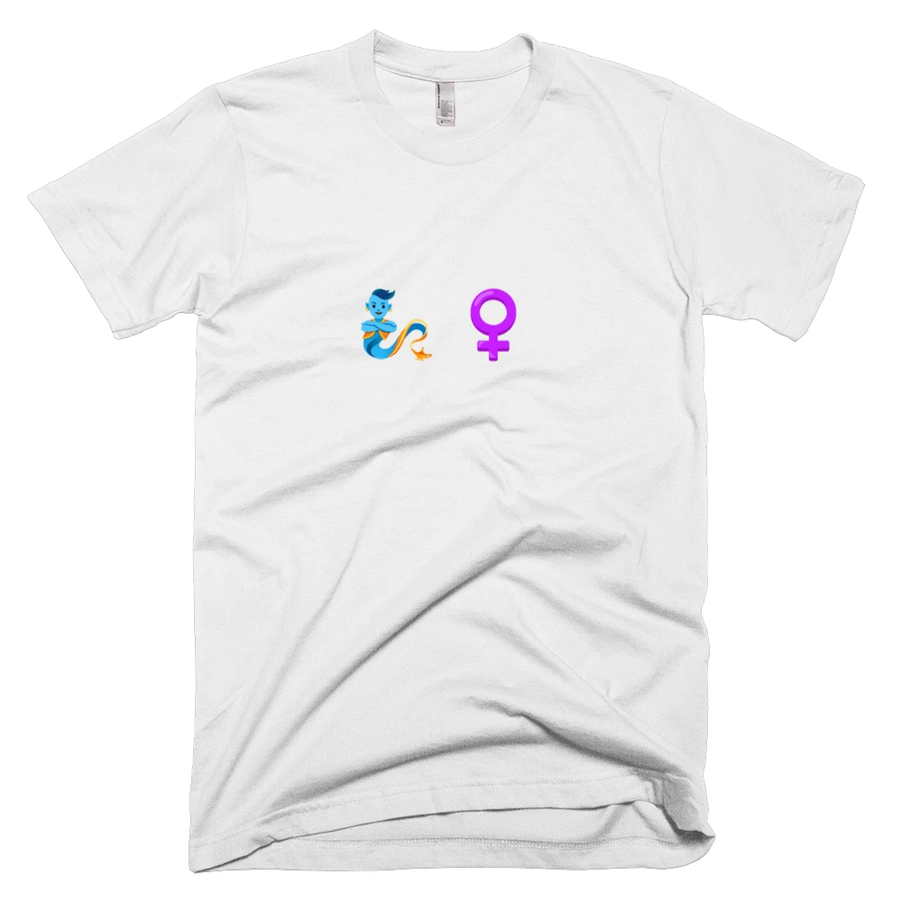 T-shirt with '🧞 ♀️' text on the front