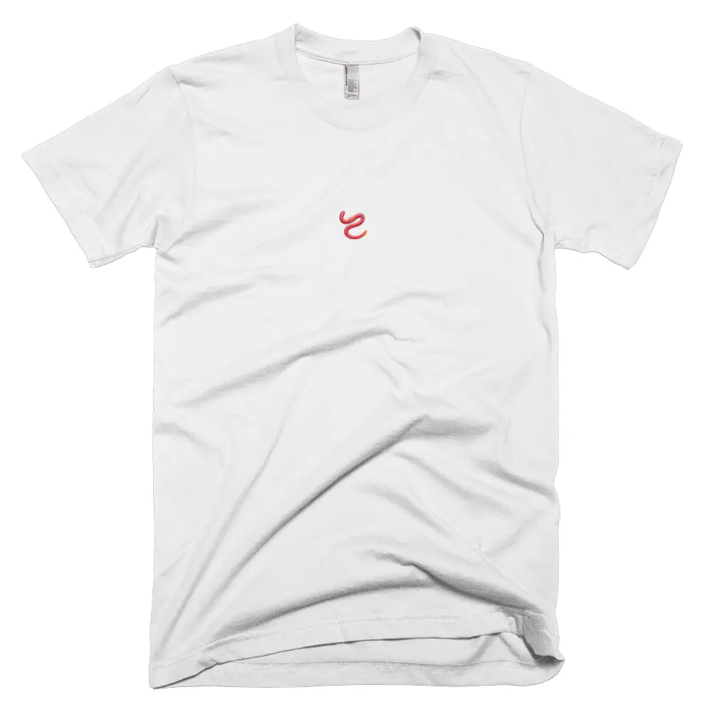 T-shirt with '🪱' text on the front