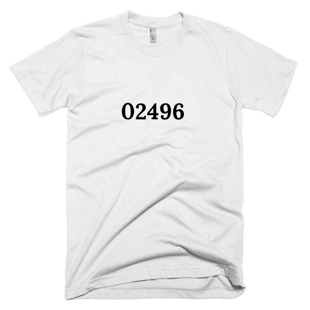 T-shirt with '02496' text on the front