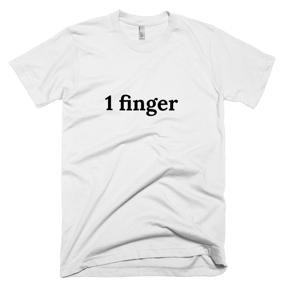 T-shirt with '1 finger' text on the front