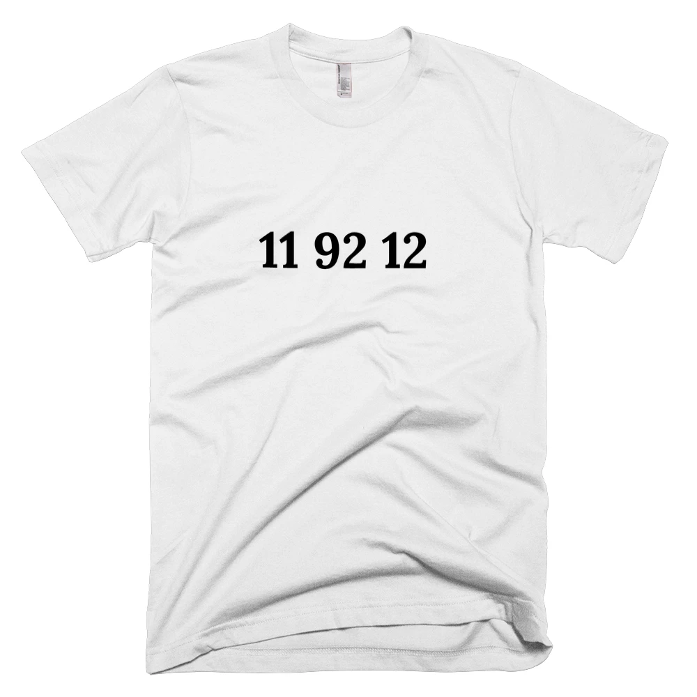 T-shirt with '11 92 12' text on the front