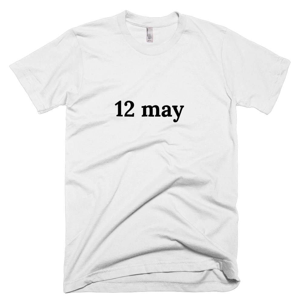 T-shirt with '12 may' text on the front