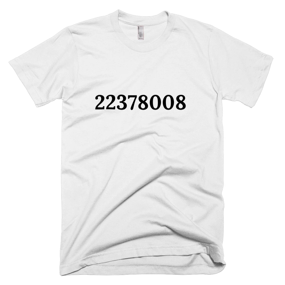 T-shirt with '22378008' text on the front