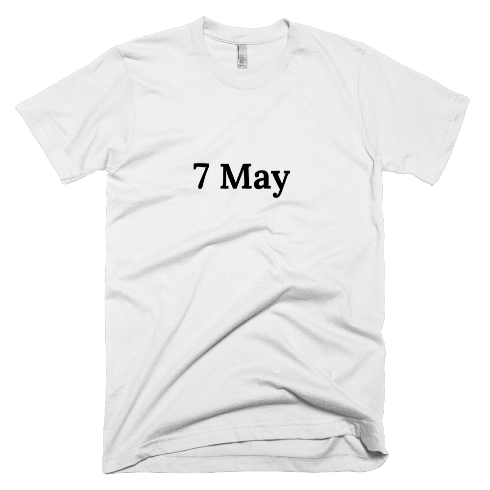 T-shirt with '7 May' text on the front