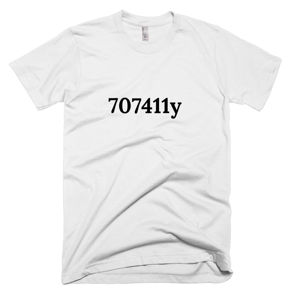 T-shirt with '707411y' text on the front