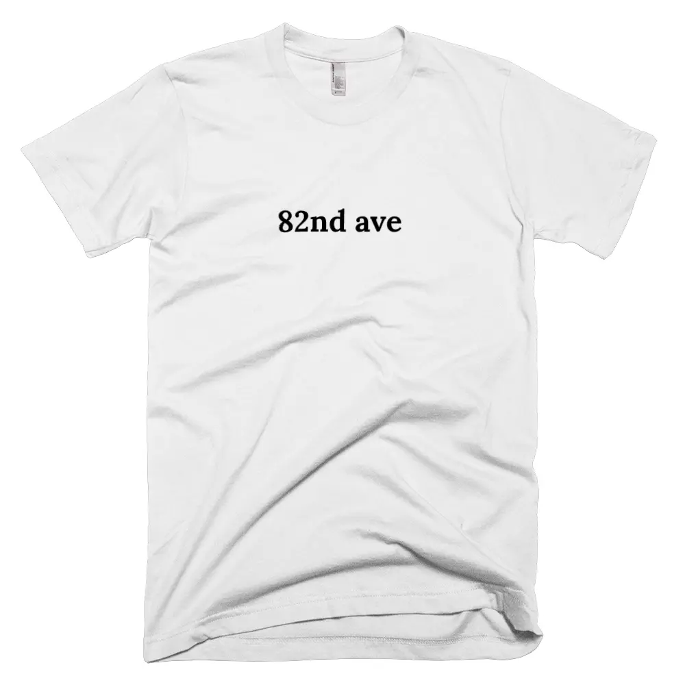 T-shirt with '82nd ave' text on the front