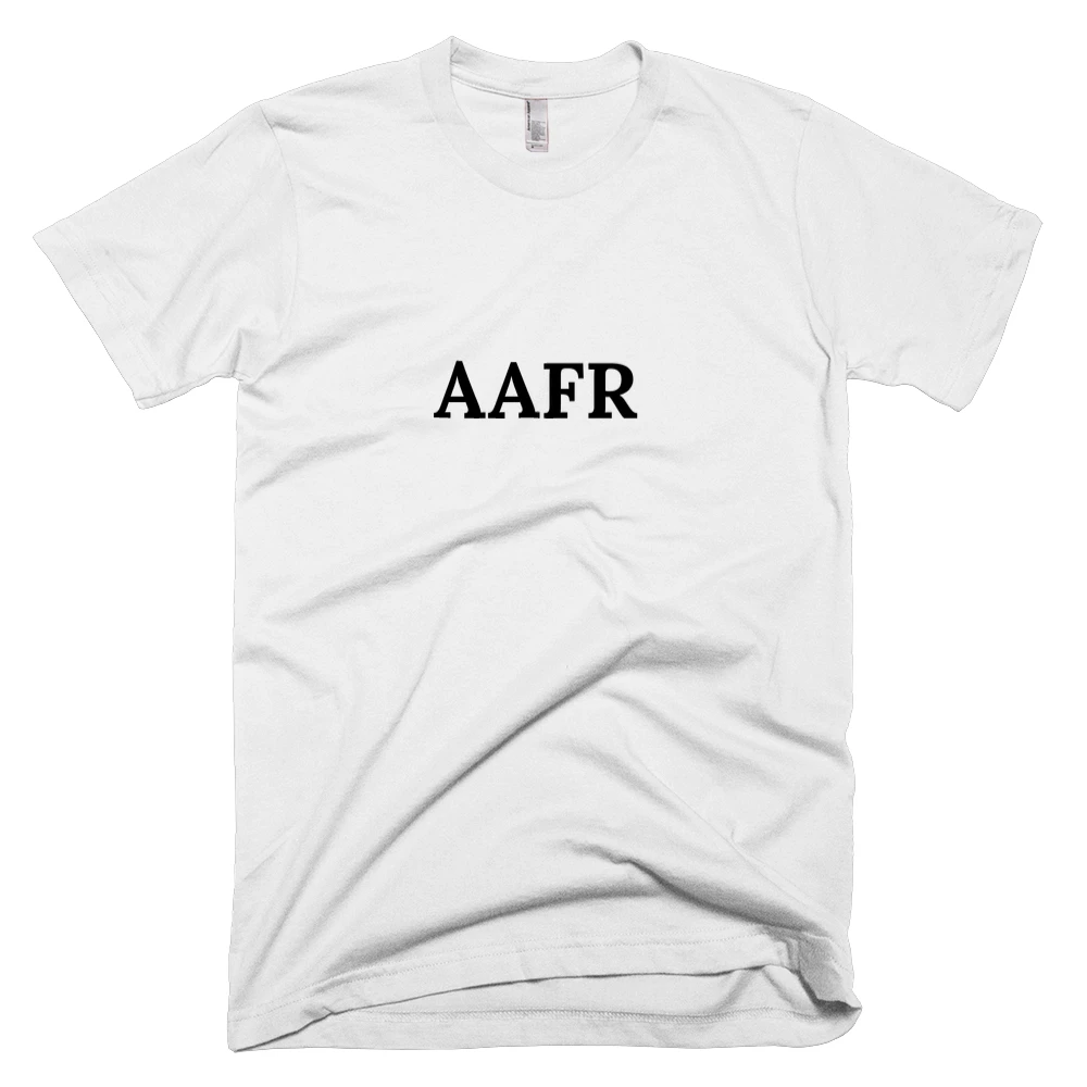 T-shirt with 'AAFR' text on the front