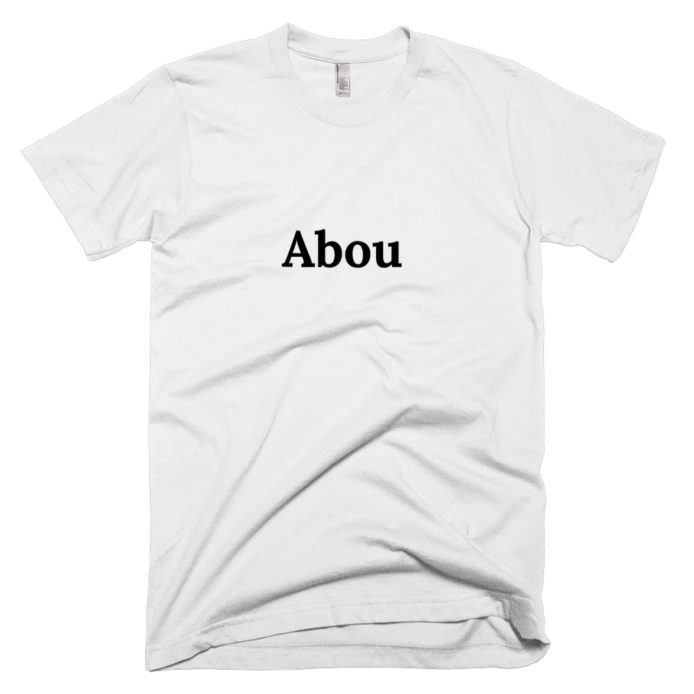 T-shirt with 'Abou' text on the front