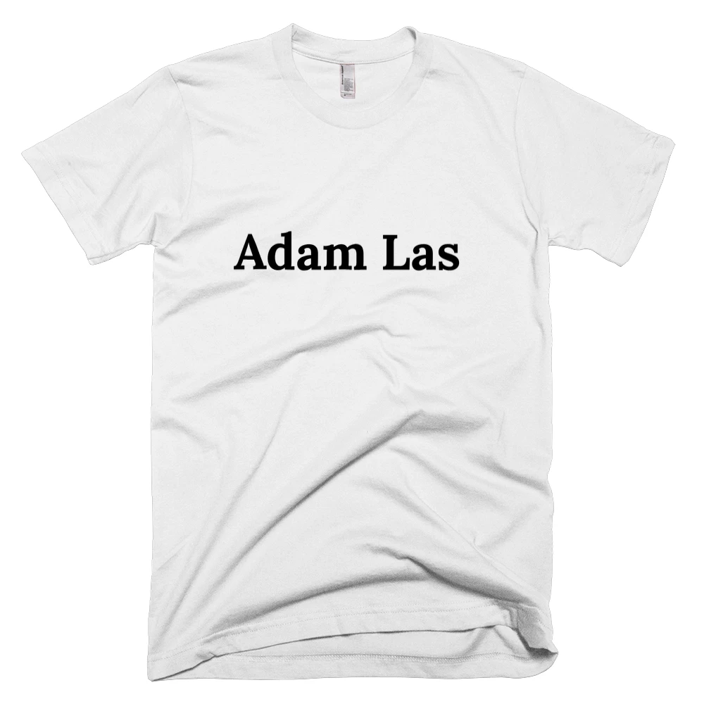T-shirt with 'Adam Las' text on the front