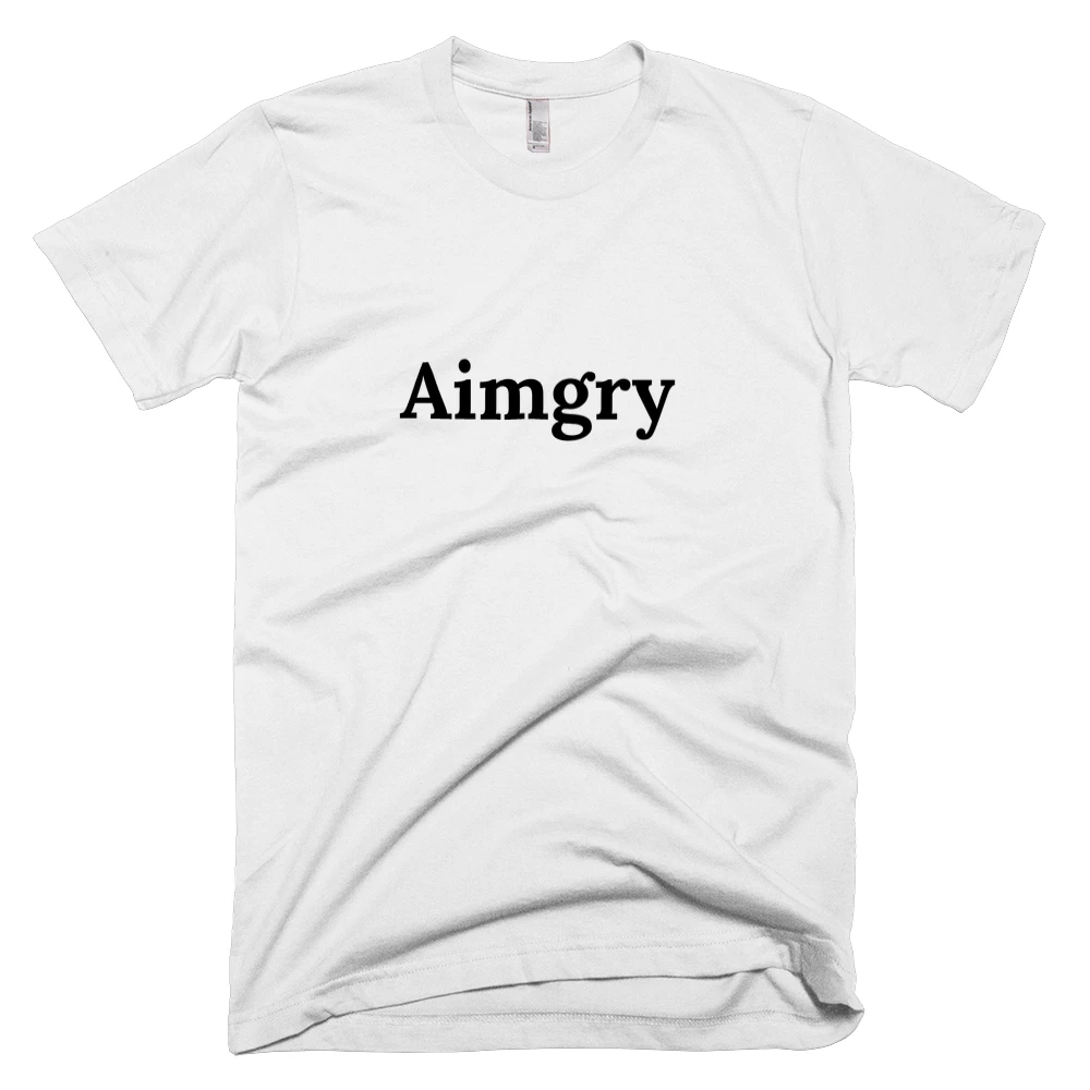 T-shirt with 'Aimgry' text on the front