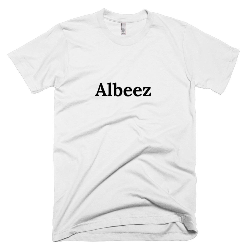 T-shirt with 'Albeez' text on the front