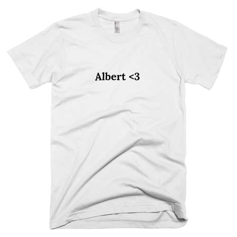 T-shirt with 'Albert <3' text on the front