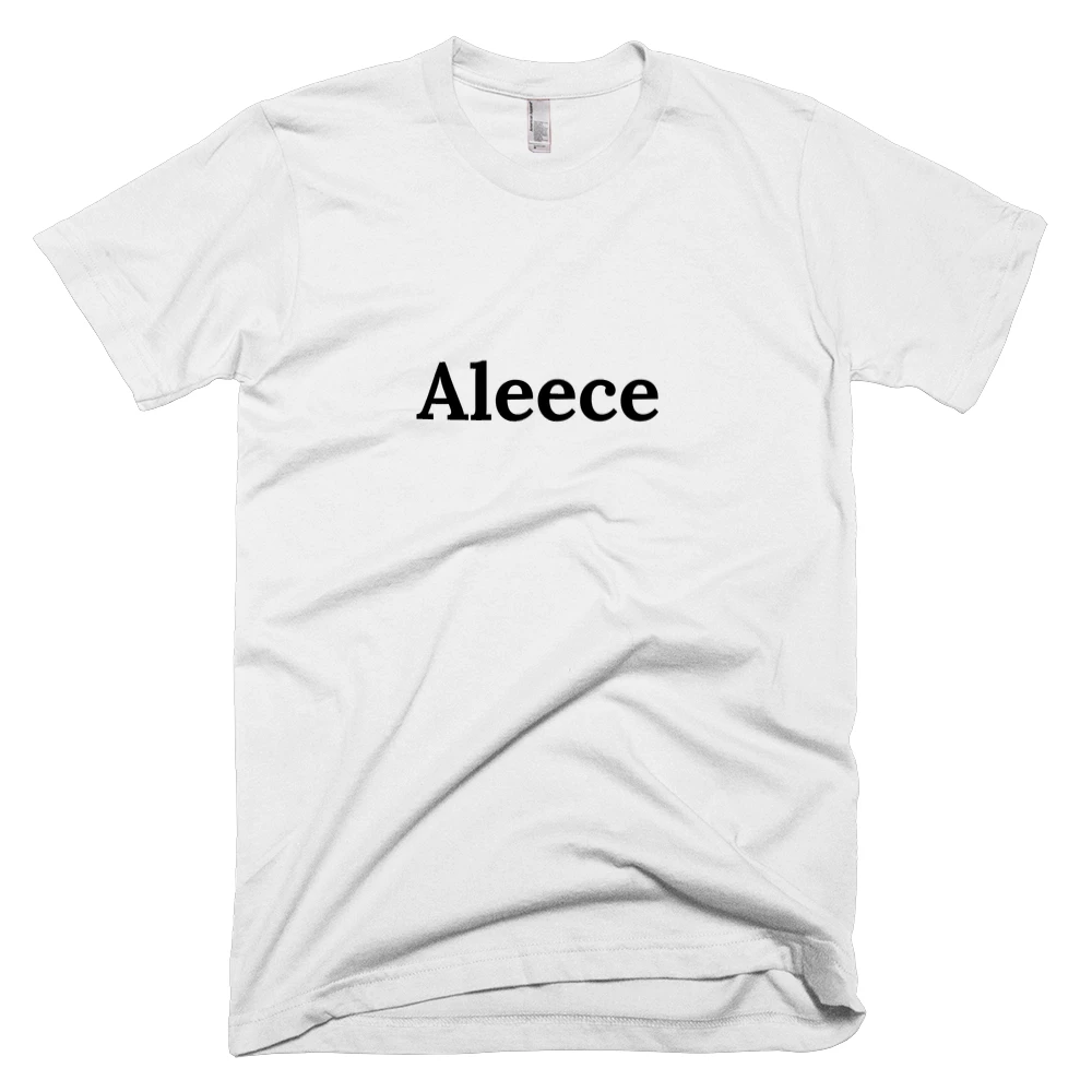 T-shirt with 'Aleece' text on the front