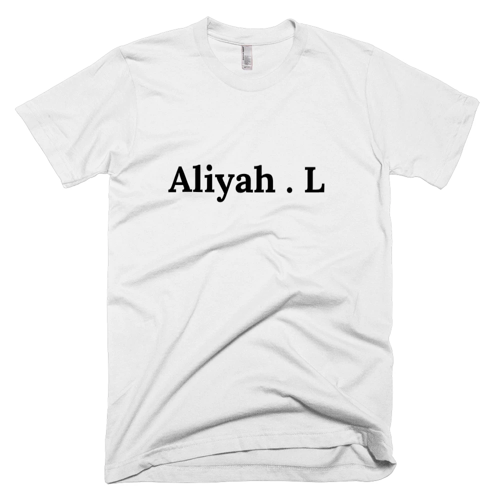 T-shirt with 'Aliyah . L' text on the front