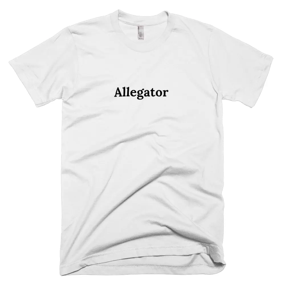 T-shirt with 'Allegator' text on the front