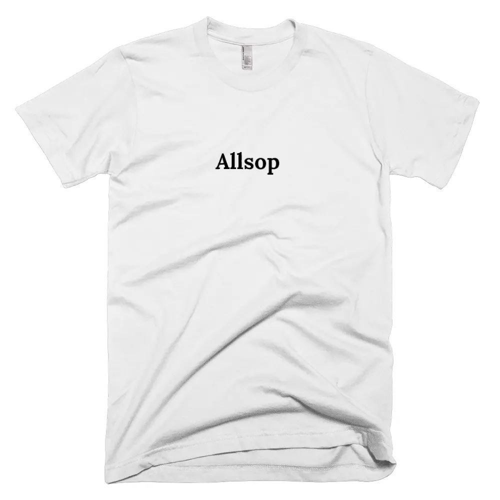 T-shirt with 'Allsop' text on the front