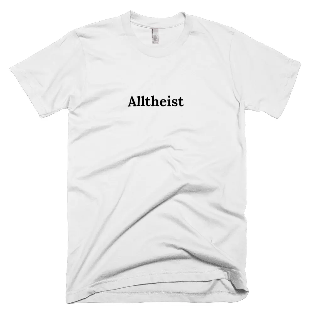 T-shirt with 'Alltheist' text on the front