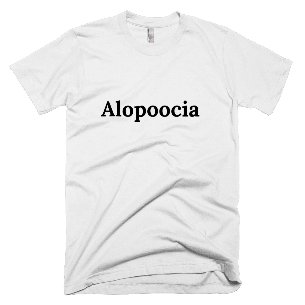 T-shirt with 'Alopoocia' text on the front