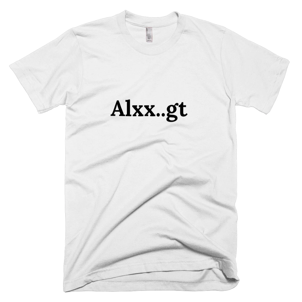 T-shirt with 'Alxx..gt' text on the front