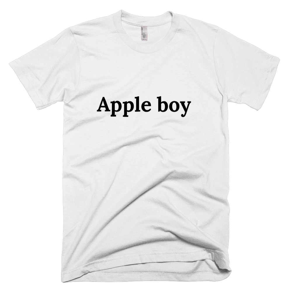 T-shirt with 'Apple boy' text on the front