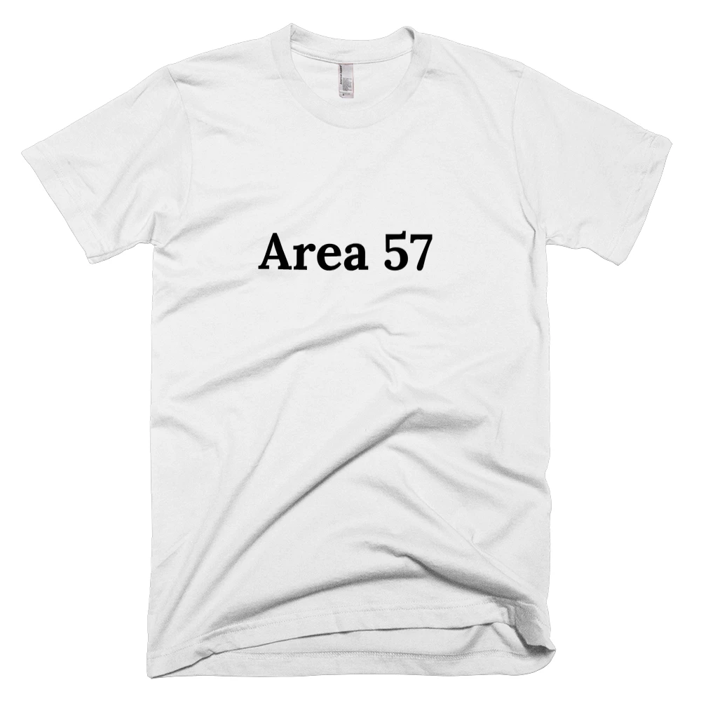 T-shirt with 'Area 57' text on the front