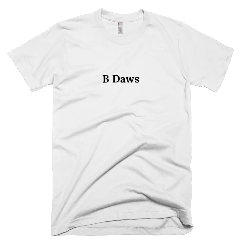 T-shirt with 'B Daws' text on the front