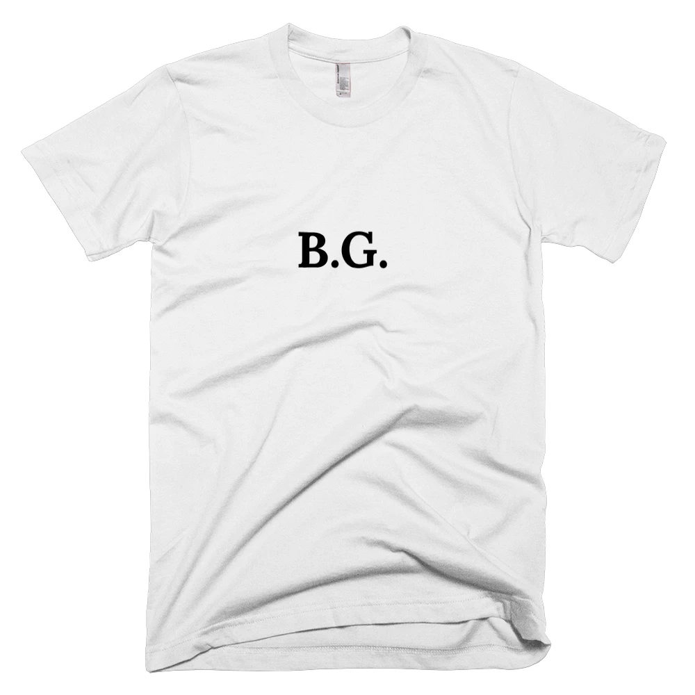 T-shirt with 'B.G.' text on the front