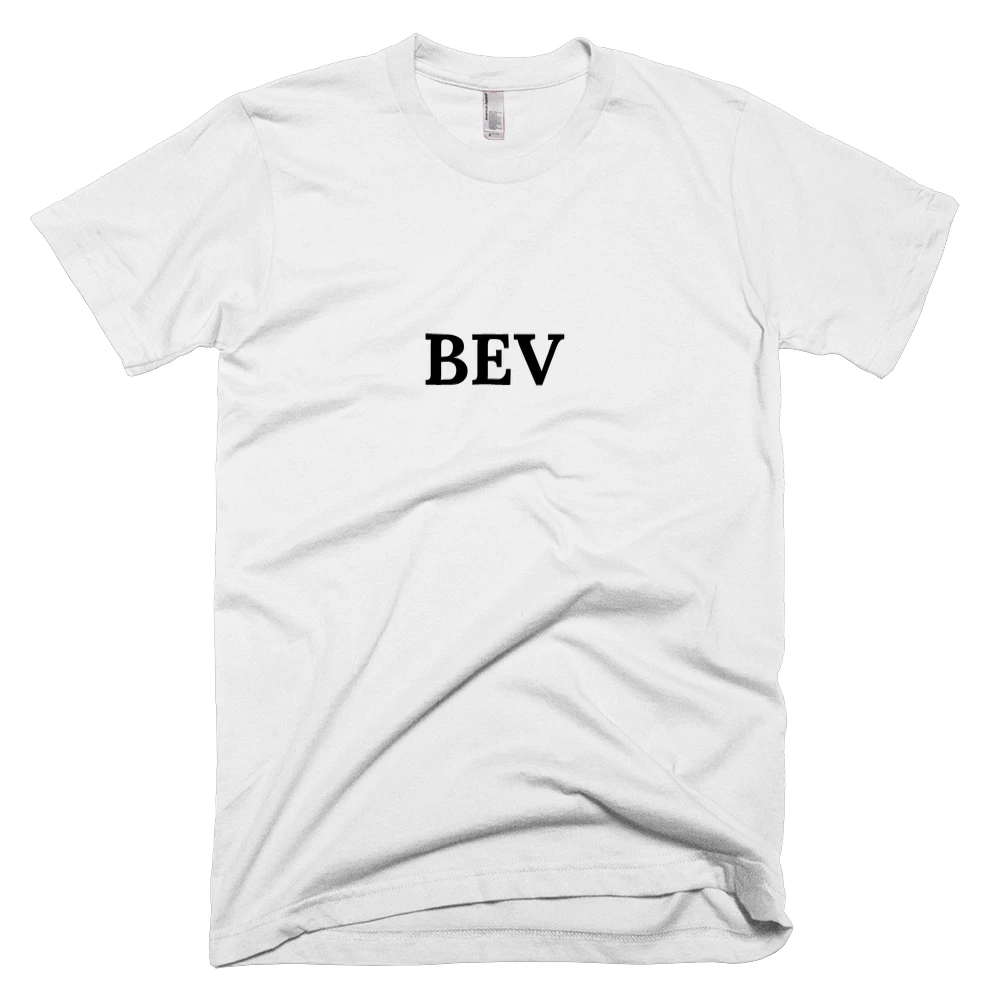 T-shirt with 'BEV' text on the front