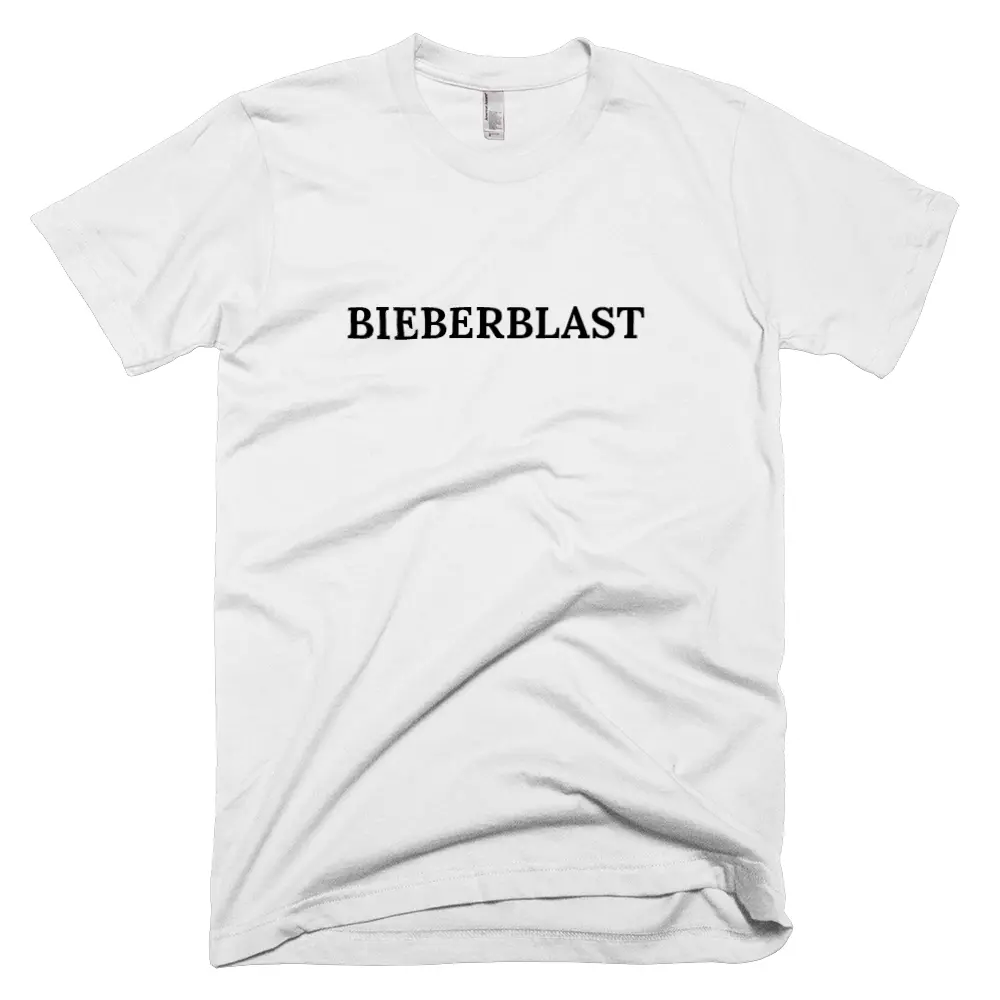 T-shirt with 'BIEBERBLAST' text on the front