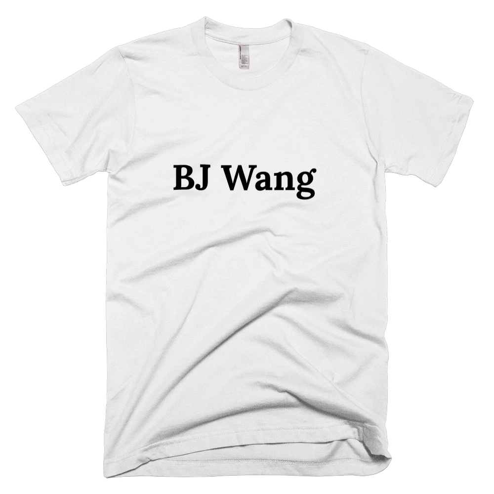 T-shirt with 'BJ Wang' text on the front