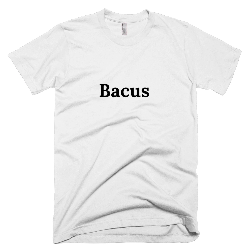 T-shirt with 'Bacus' text on the front