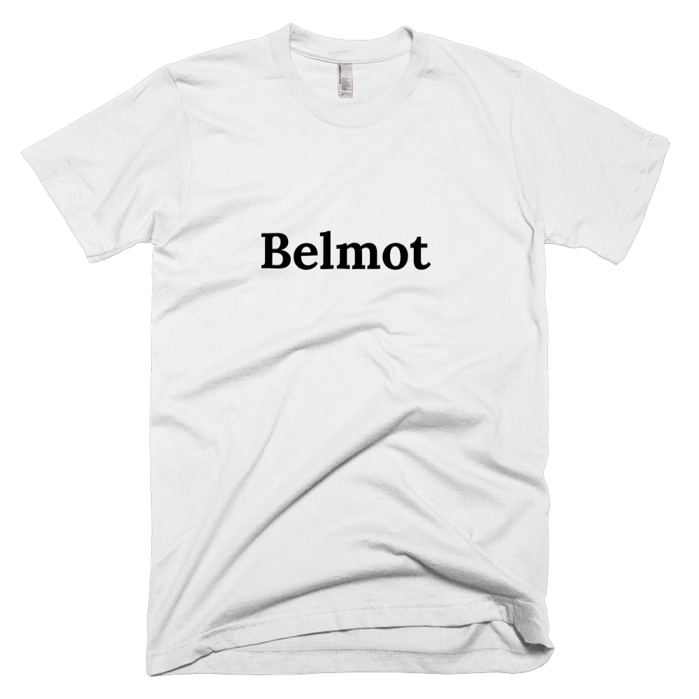 T-shirt with 'Belmot' text on the front