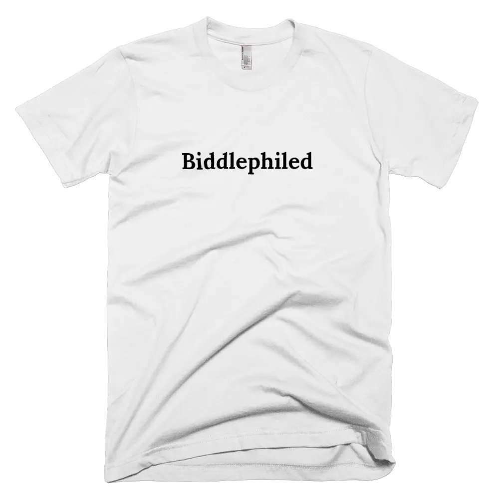 T-shirt with 'Biddlephiled' text on the front