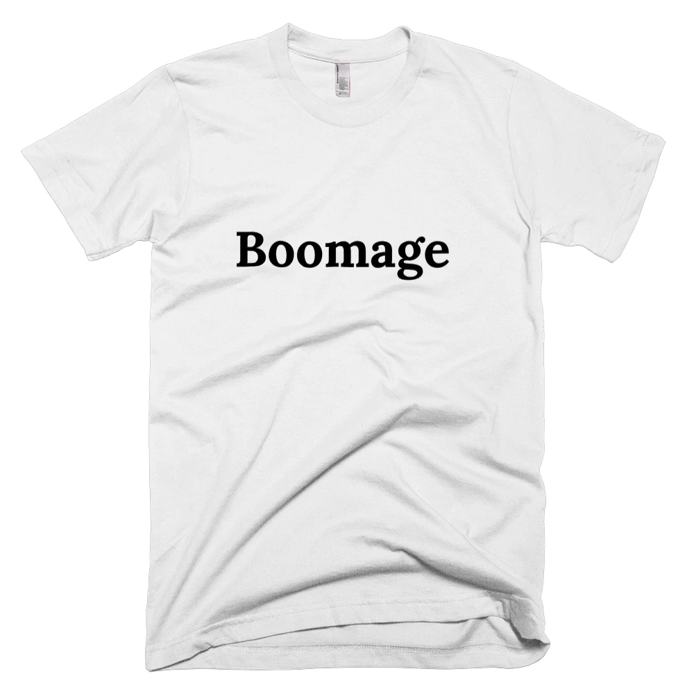 T-shirt with 'Boomage' text on the front