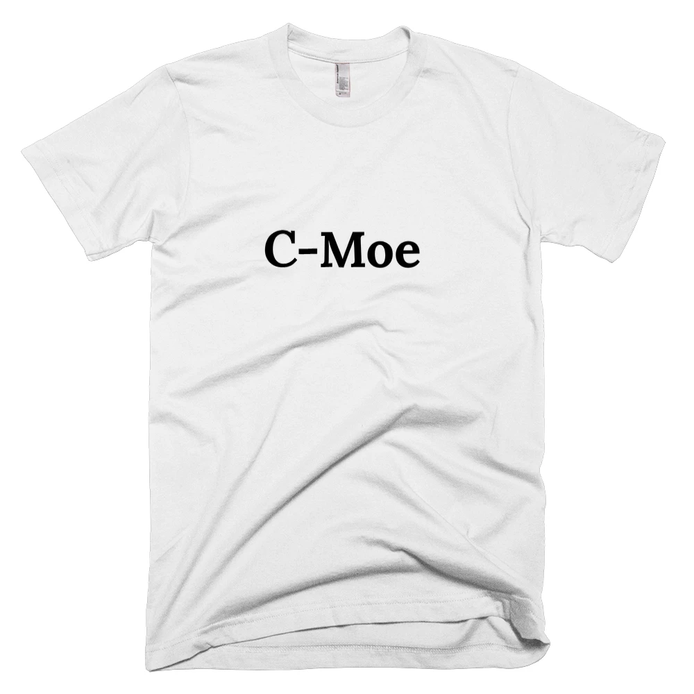 T-shirt with 'C-Moe' text on the front