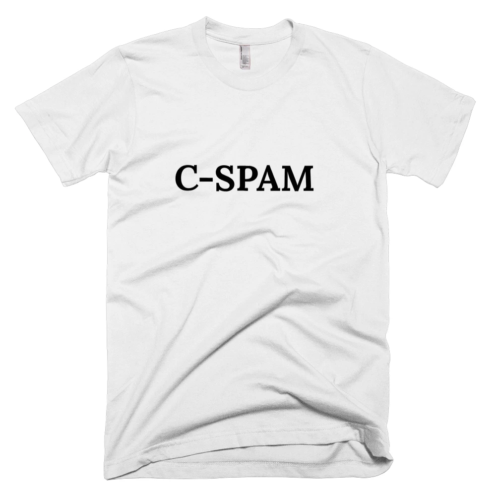 T-shirt with 'C-SPAM' text on the front