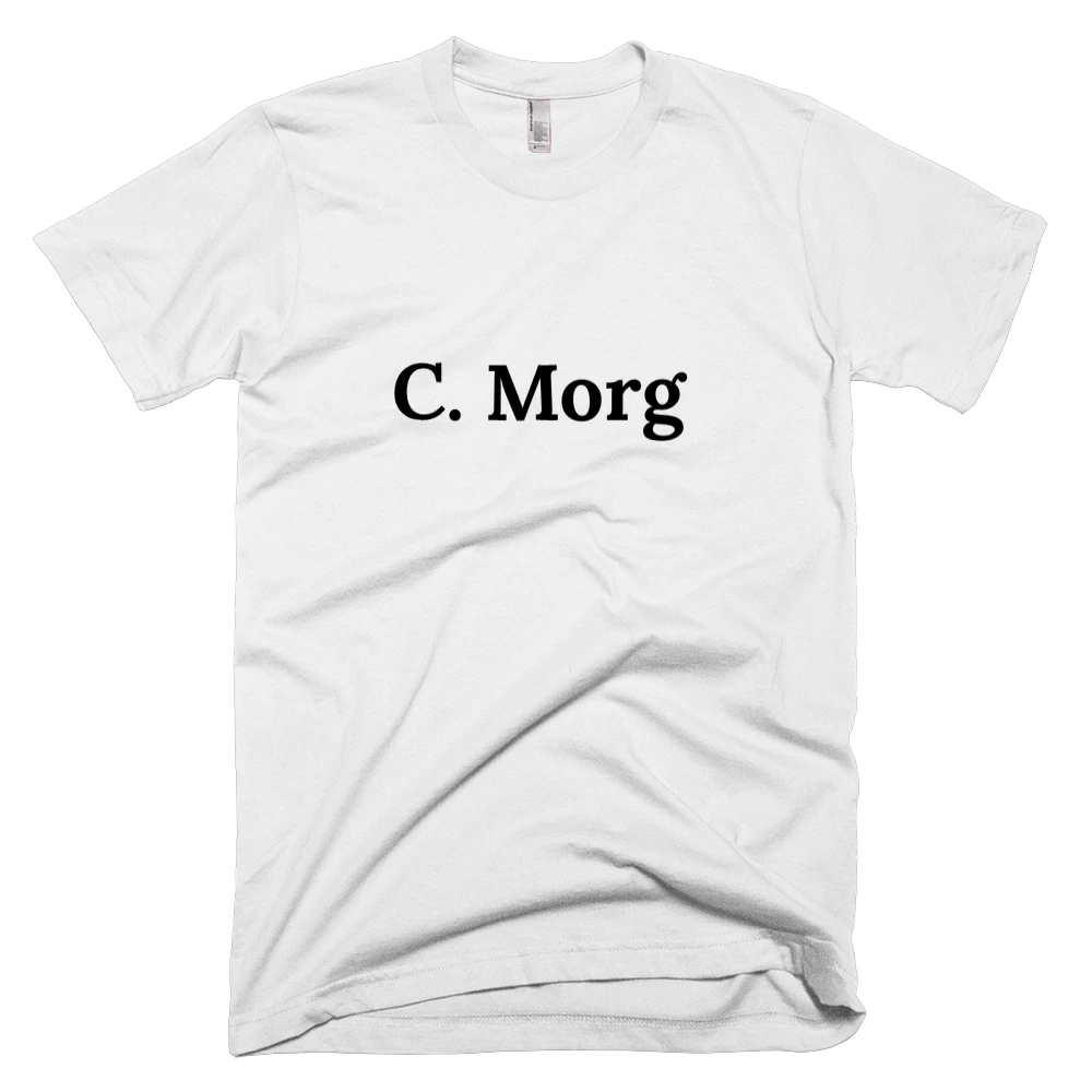 T-shirt with 'C. Morg' text on the front