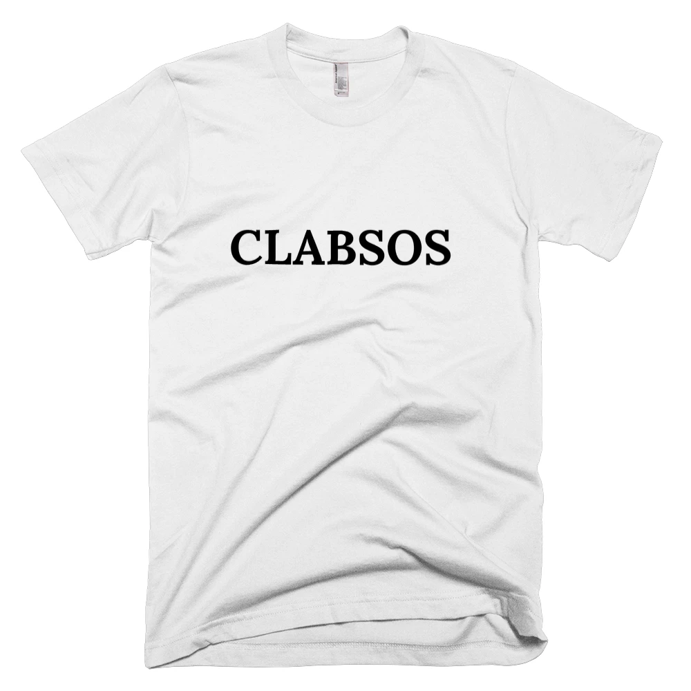 T-shirt with 'CLABSOS' text on the front