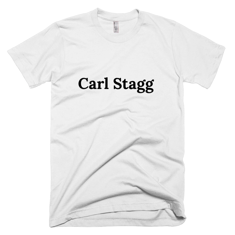T-shirt with 'Carl Stagg' text on the front