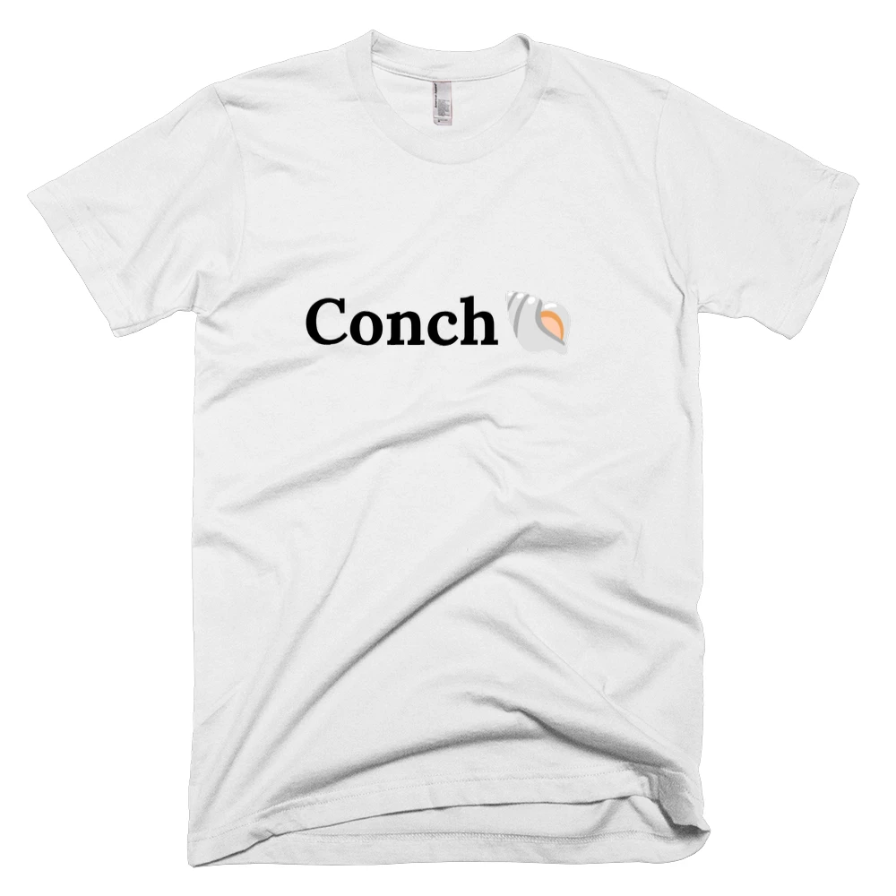 T-shirt with 'Conch🐚' text on the front
