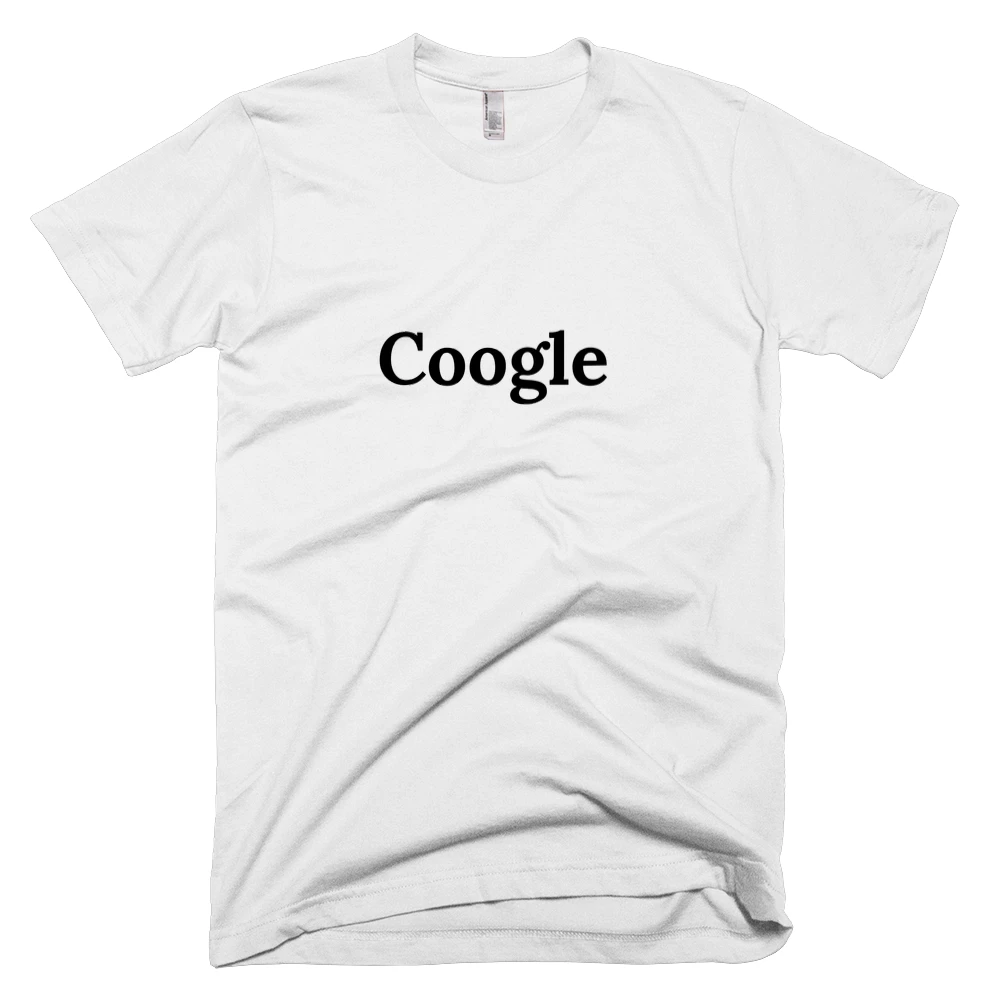T-shirt with 'Coogle' text on the front