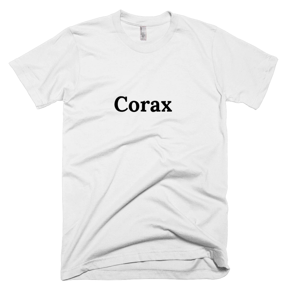 T-shirt with 'Corax' text on the front